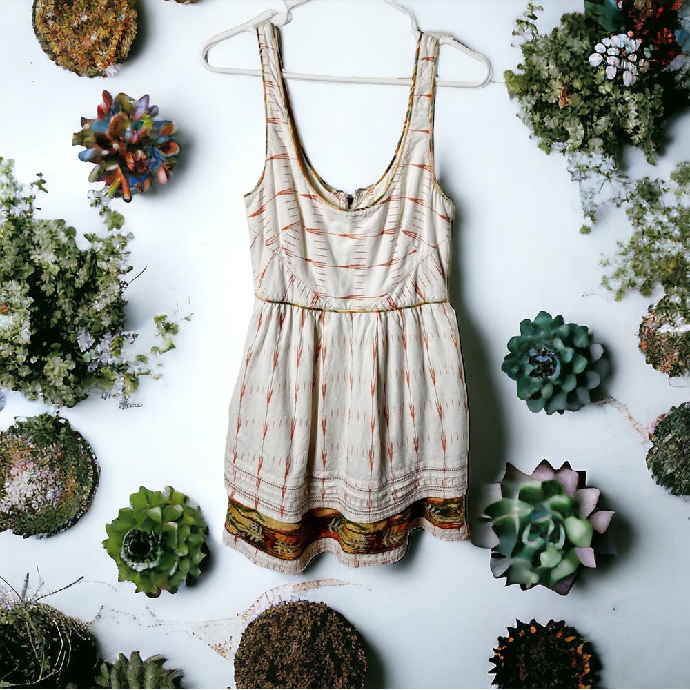Free People Cream and Orange Mini Dress